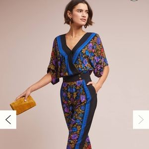 Anthropologie Floral Jumpsuit